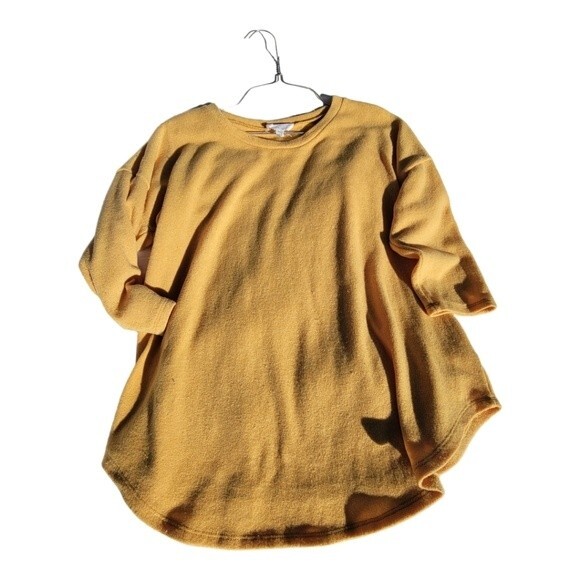 Stitch and Knot Womens Half Sleeve Top Crew Neck Shirt Round Hem Yellow Size XL - Picture 1 of 3